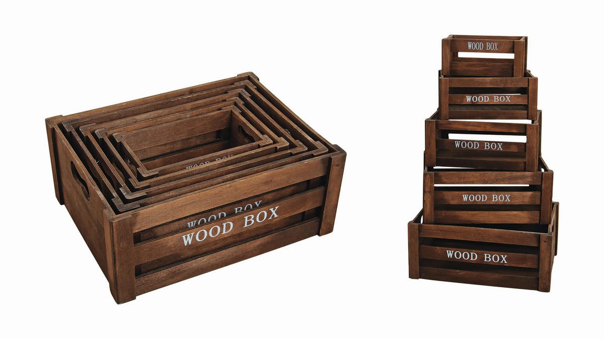 KISTENSET - Braun, Basics, Holz (37/28/15cm)