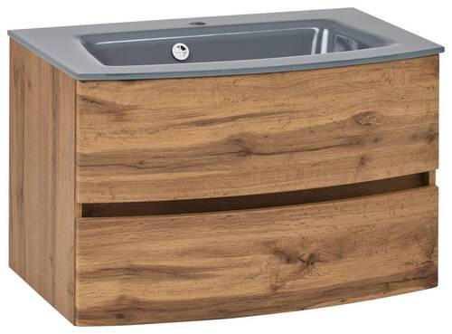WASCHTISCHKOMBI 80 cm - Eichefarben/Grau, KONVENTIONELL, Glas/Holzwerkstoff (80cm) - Held