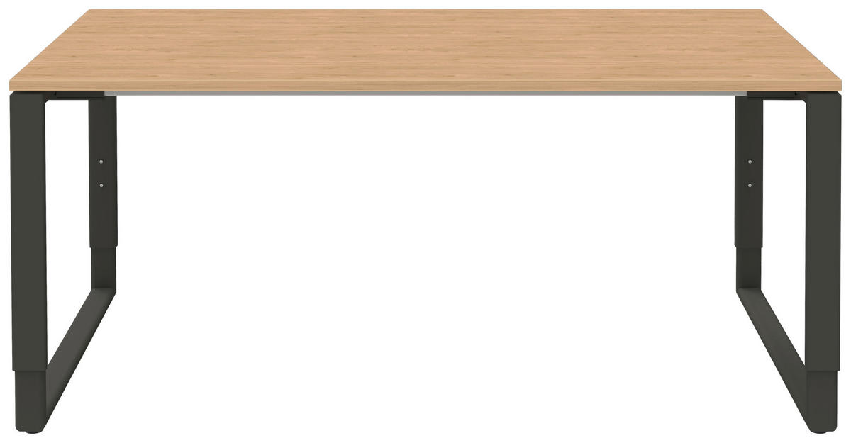 SCHREIBTISCH 160/80/68-82 cm  in Anthrazit, Hickory  - Anthrazit/Hickory, Design, Holzwerkstoff/Metall (160/80/68-82cm) - Moderano