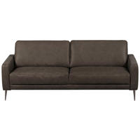 3-SITZER-SOFA SPRING Echtleder Fango  - Fango/Schwarzchrom, Design, Leder/Metall (187/85/92cm) - Livetastic