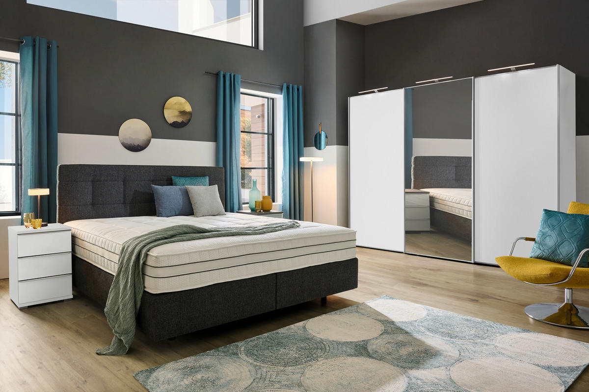 BOXSPRINGBETT 180/200 cm  in Anthrazit  - Anthrazit/Schwarz, Design, Kunststoff/Textil (180/200cm) - Esposa