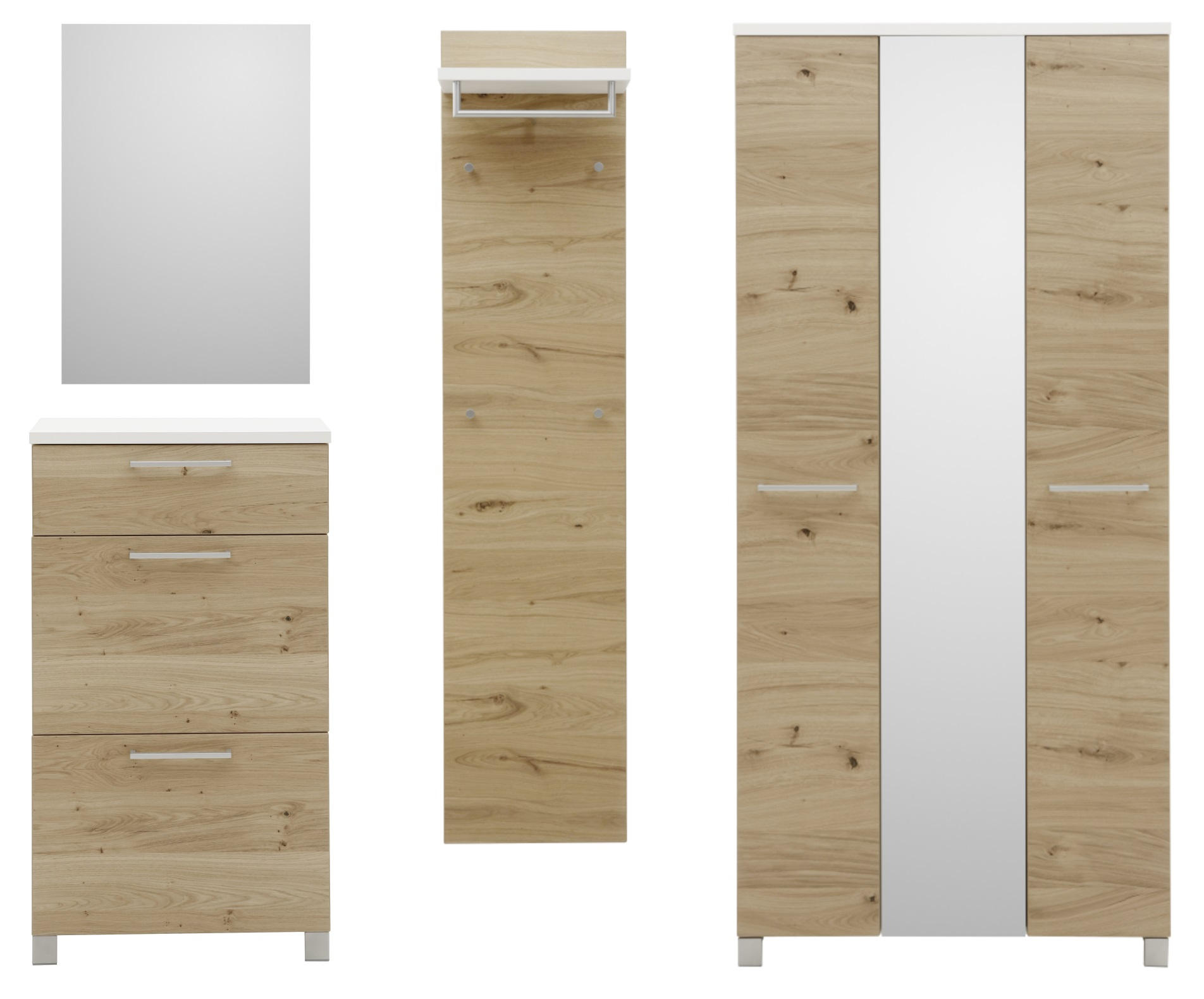 GARDEROBE Weiß, Eichefarben - Eichefarben/Weiß, Design, Holz (225/193/31cm) - Dieter Knoll