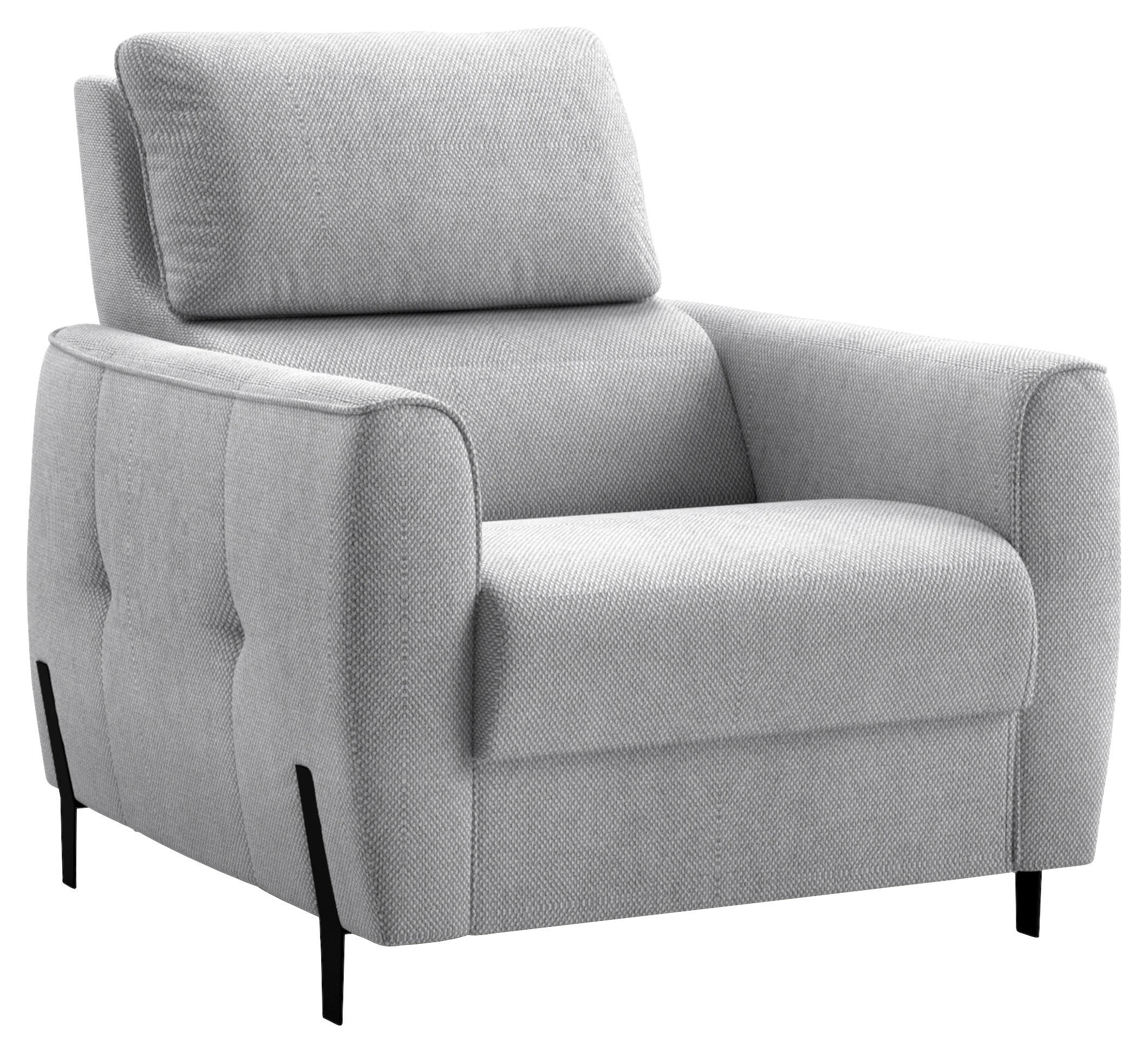 SESSEL in Plüsch Grau  - Schwarz/Grau, Design, Textil/Metall (89/91/101cm) - Stylife