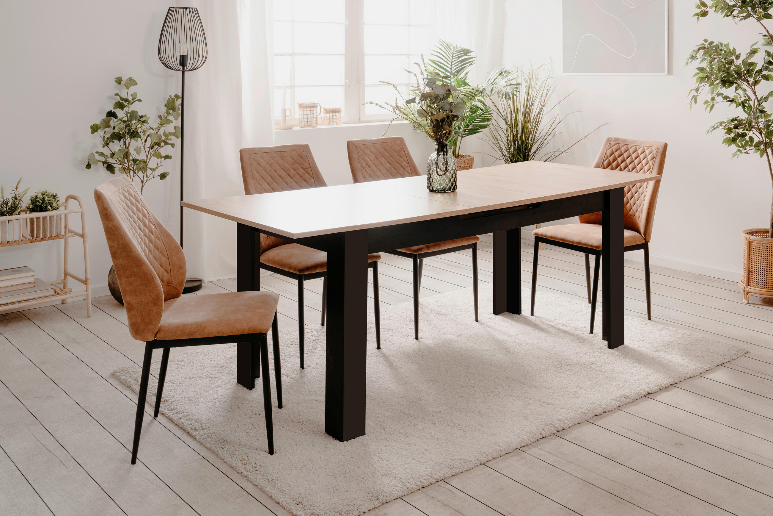 ESSTISCH in Holzwerkstoff 160-200/80/75 cm  - Schwarz/Eiche Artisan, MODERN, Holzwerkstoff (160-200/80/75cm) - MID.YOU