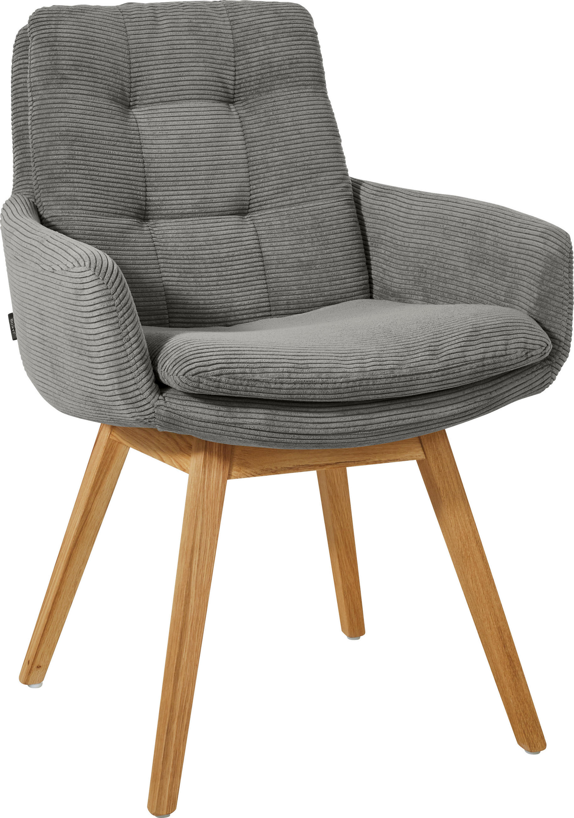 ARMLEHNSTUHL  Stoffauswahl, Typenauswahl, Gestellauswahl Cord  Grau, Eichefarben  - Eichefarben/Grau, Design, Holz/Textil (63/90/69cm) - Johann Jakob