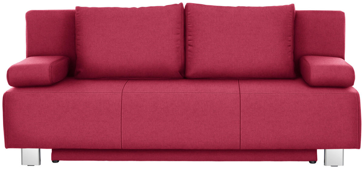 SCHLAFSOFA in Webstoff Rot  - Chromfarben/Rot, Design, Textil/Metall (197/88/89cm) - Xora