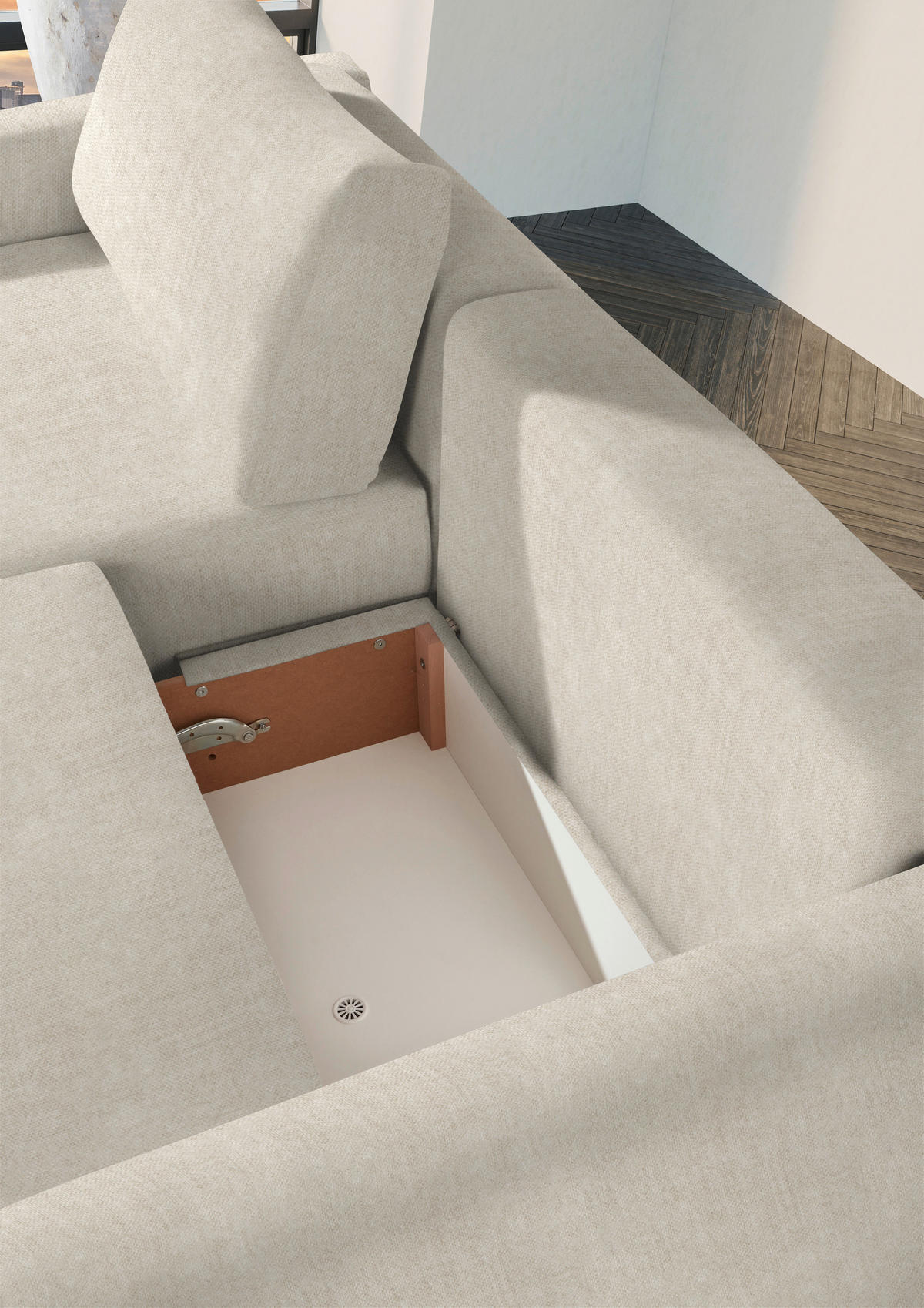 2,5-SITZER in Velours Beige  - Beige/Schwarz, Design, Kunststoff/Textil (240/70/125cm) - Xora