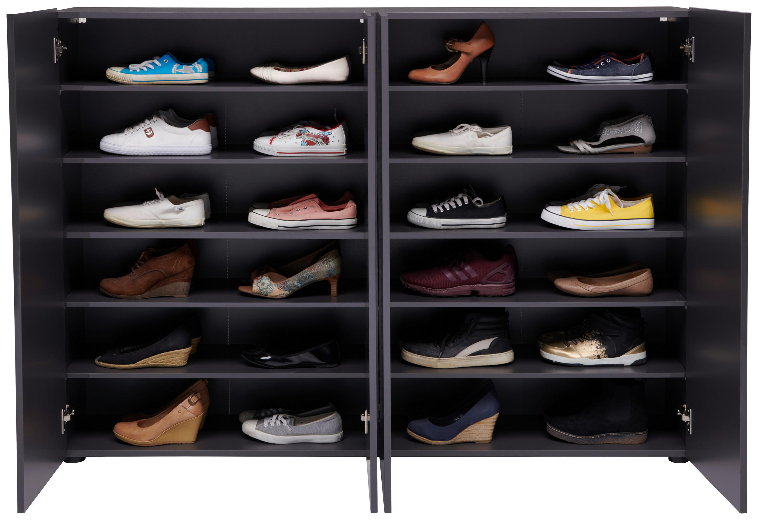 SCHUHSCHRANK 160/115/34 cm  - Anthrazit/Schwarz, Design, Holzwerkstoff/Kunststoff (160/115/34cm) - Xora