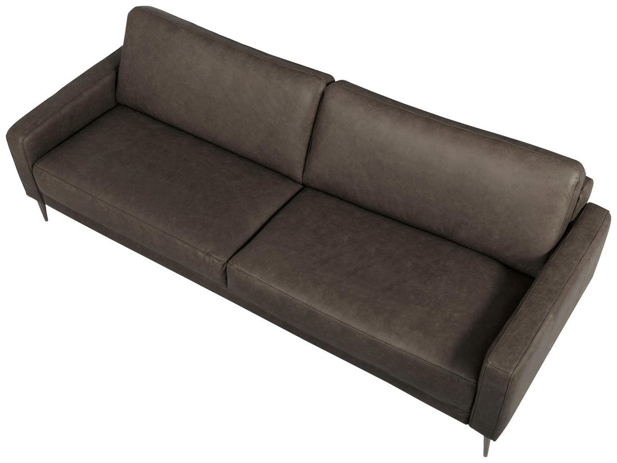 3,5-SITZER SPRING Echtleder Fango  - Fango/Schwarzchrom, Design, Leder/Metall (207/85/92cm) - Livetastic