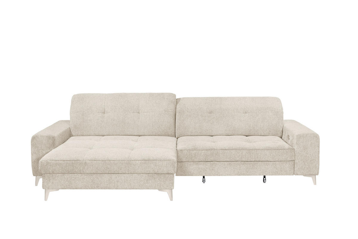 ECKSOFA SORELLA Creme Chenille Kopfteilverstellung, Sitztiefenverstellung  - Kaschmir/Creme, Design, Kunststoff/Textil (182/328cm) - MID.YOU
