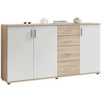 KOMÓD 160/82/35 cm  - Sonoma tölgy/ezüstszínű, Konventionell, műanyag/faalapú anyag (160/82/35cm) - Xora