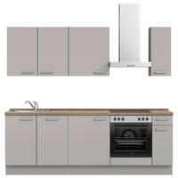 KÜCHENLEERBLOCK 240 cm   in Grau, Eiche dunkel  - Eiche dunkel/Edelstahlfarben, MODERN, Holzwerkstoff/Metall (240cm) - Nobilia