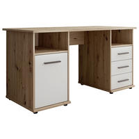 BIROU in material pe bază de lemn 145/76/67 cm  - argintiu/alb, Modern, plastic/material pe bază de lemn (145/76/67cm) - Xora