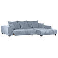 ECKSOFA in Flachgewebe Blau  300/205 cm  - Blau/Schwarz, KONVENTIONELL, Textil/Metall (300/205cm) - Carryhome
