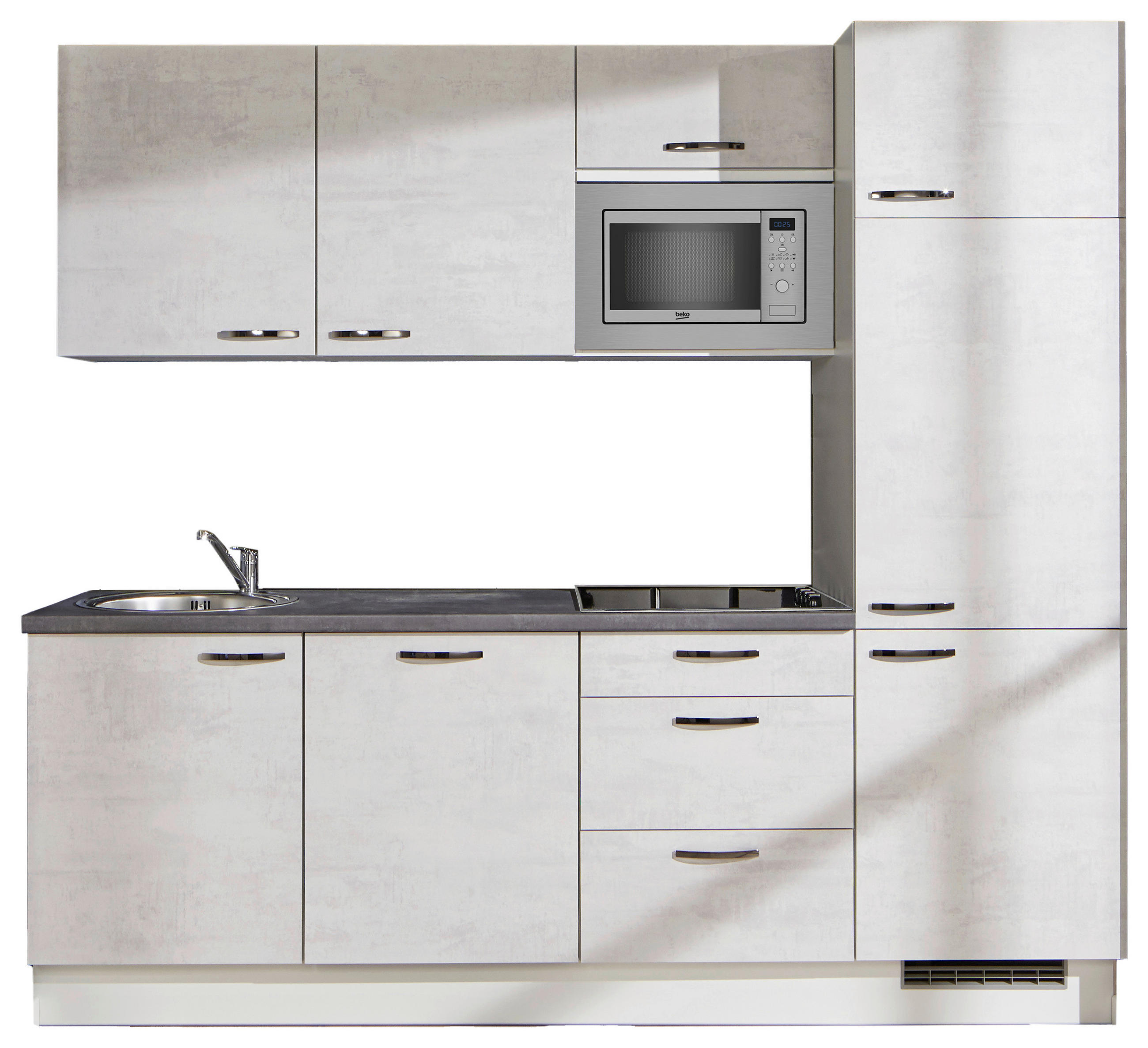 KÜCHENLEERBLOCK 240 cm   in Graphitfarben, Weiß, Hellgrau  - Hellgrau/Schwarz, Design, Holzwerkstoff/Metall (240cm) - Pino