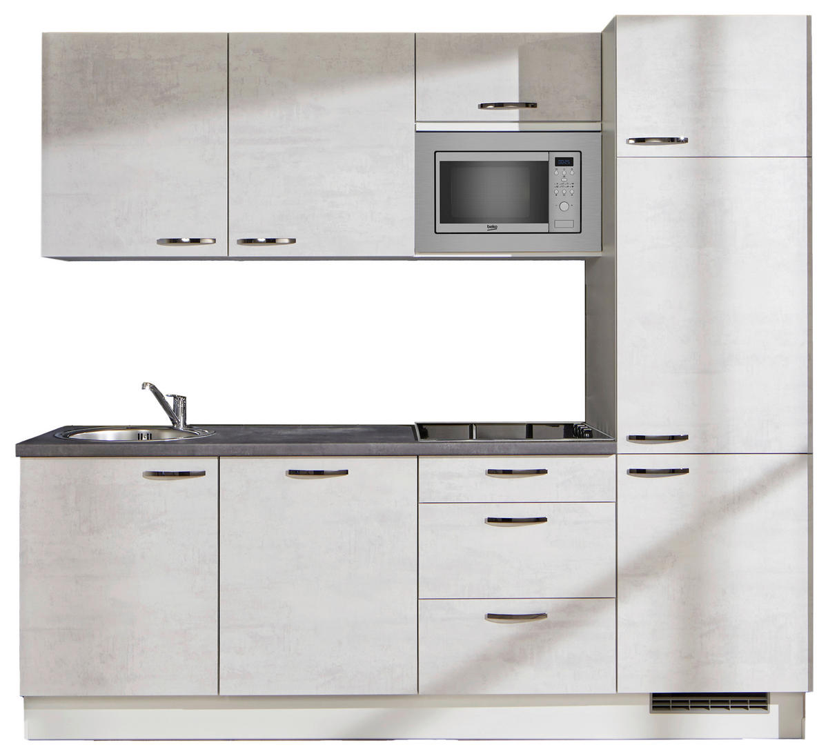 KÜCHENLEERBLOCK 240 cm   in Graphitfarben, Weiß, Hellgrau  - Hellgrau/Schwarz, Design, Holzwerkstoff/Metall (240cm) - Pino