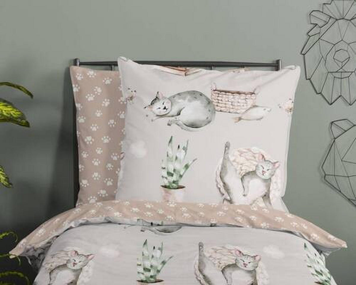 JUGENDBETTWÄSCHE 135/200 cm  - Beige/Grau, Design, Textil (135/200cm)