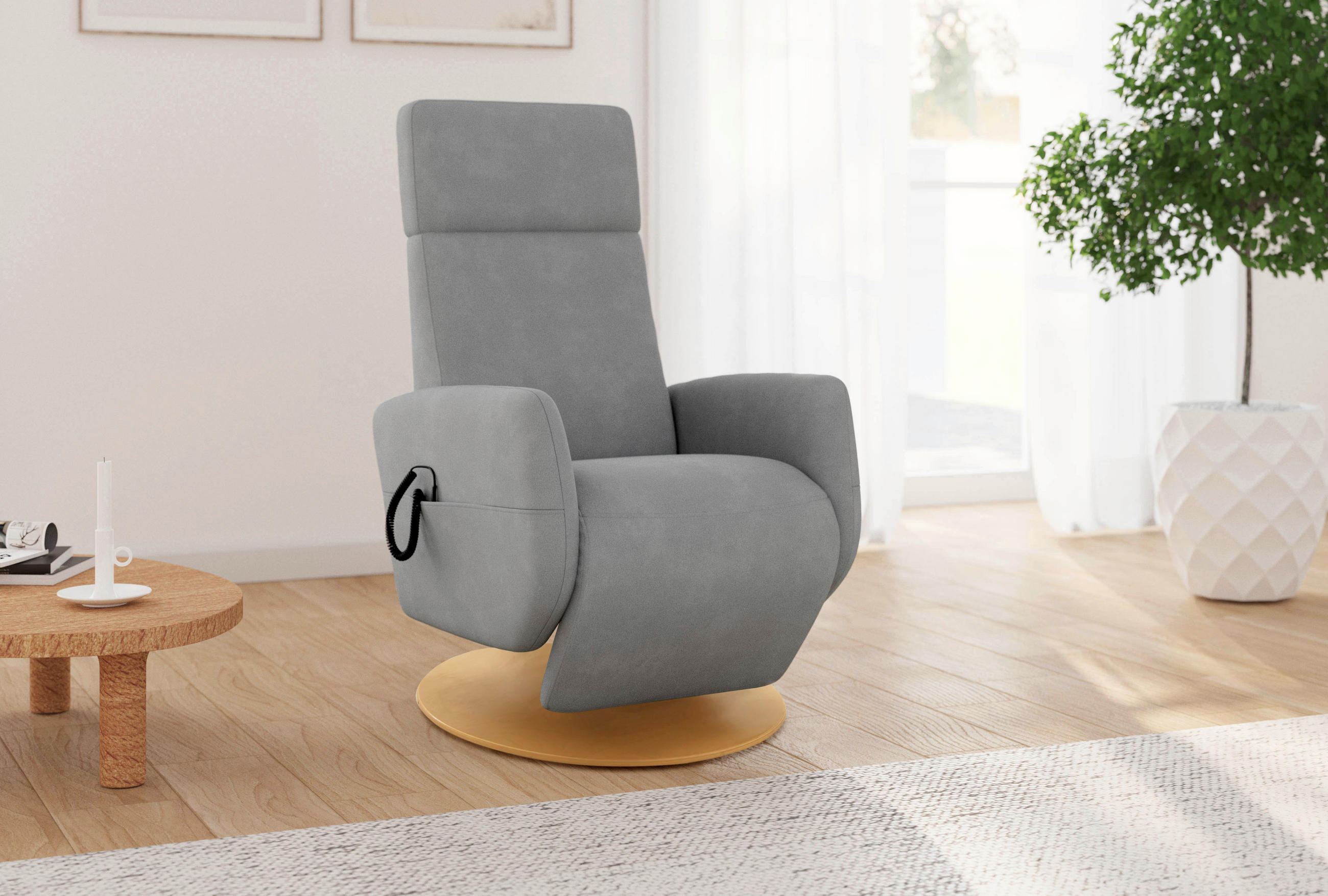 RELAXSESSEL in Textil Grau  - Eichefarben/Grau, KONVENTIONELL, Holz/Textil (71/110/82cm) - Sit & More