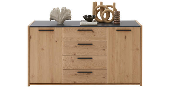 SIDEBOARD NEVA 156,2/82,7/46 cm 4 Schublade(n)  - Eichefarben/Anthrazit, KONVENTIONELL, Holz/Holzwerkstoff (156,2/82,7/46cm) - Dieter Knoll