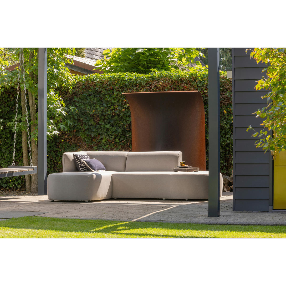 LOUNGEGARNITUR 168/258 cm Aluminium  - Sandfarben, MODERN, Textil/Metall (168/258cm) - Livetastic