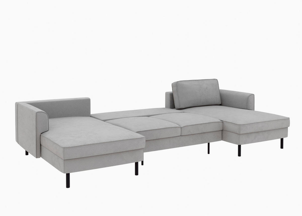 WOHNLANDSCHAFT Schlammfarben Struktur  - Schlammfarben/Schwarz, MODERN, Textil/Metall (161/306/161cm) - Trendmanufaktur