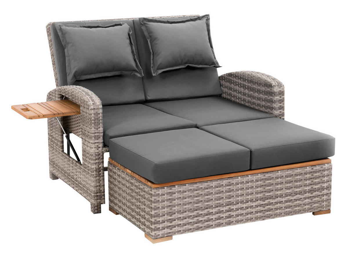 LOUNGEGARNITUR   117/93/74 cm Teakholz Stahl  - Grau, Basics, Holz/Textil (117/93/74cm) - Gardenson