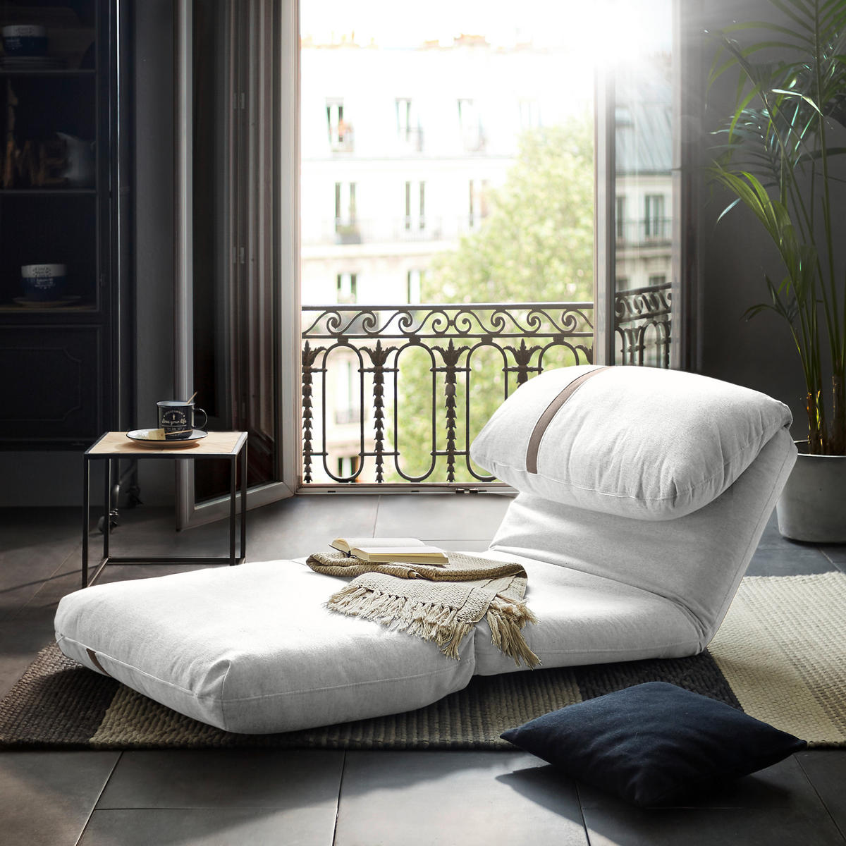 SCHLAFSESSEL Webstoff Weiß    - Hellbraun/Weiß, MODERN, Textil (78/58/82cm) - Livetastic