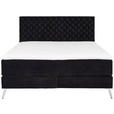 BOXSPRINGBETT 160/200 cm  in Schwarz  - Chromfarben/Schwarz, Design, Textil/Metall (160/200cm) - Xora