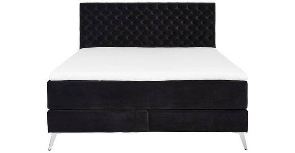 BOXSPRINGBETT 160/200 cm  in Schwarz  - Chromfarben/Schwarz, Design, Textil/Metall (160/200cm) - Xora