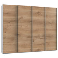 SCHWEBETÜRENSCHRANK 300/236/65 cm 4-türig Weiß, Eichefarben  - Chromfarben/Eichefarben, MODERN, Holzwerkstoff (300/236/65cm) - MID.YOU