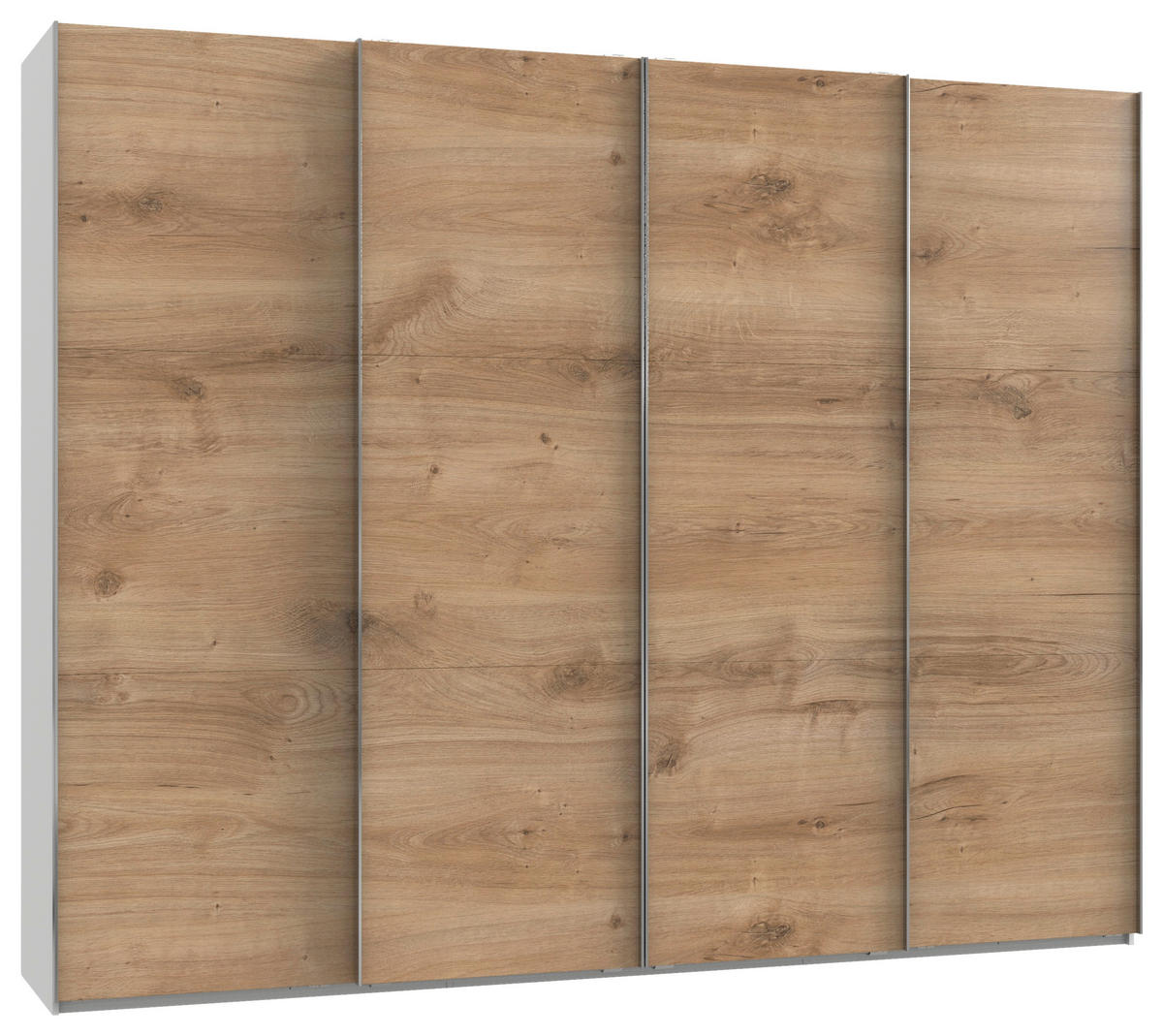 SCHWEBETÜRENSCHRANK 300/236/65 cm 4-türig Weiß, Eichefarben  - Chromfarben/Eichefarben, MODERN, Holzwerkstoff (300/236/65cm) - MID.YOU