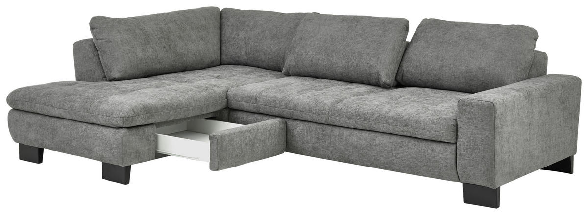 HÖRNSOFFA i chenille grå  - svart/grå, Modern, metall/textil (197/84/289cm) - Livetastic