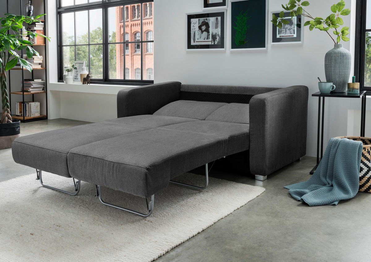 SCHLAFSOFA in Textil Anthrazit  - Chromfarben/Anthrazit, Basics, Kunststoff/Textil (159/88/87cm) - Livetastic