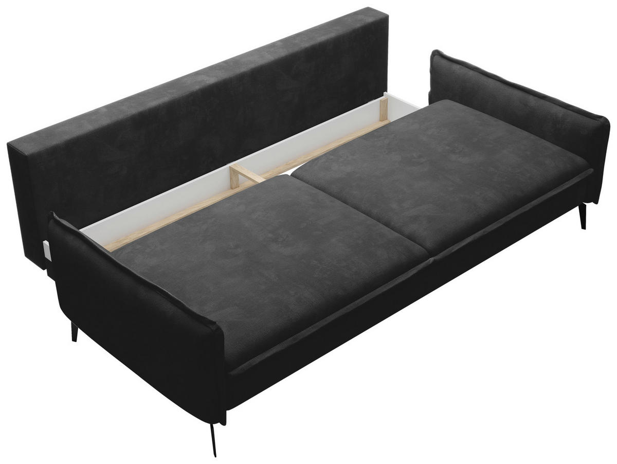 SCHLAFSOFA Chenille Schwarz  - Schwarz, KONVENTIONELL, Textil/Metall (223/89/107cm) - Carryhome