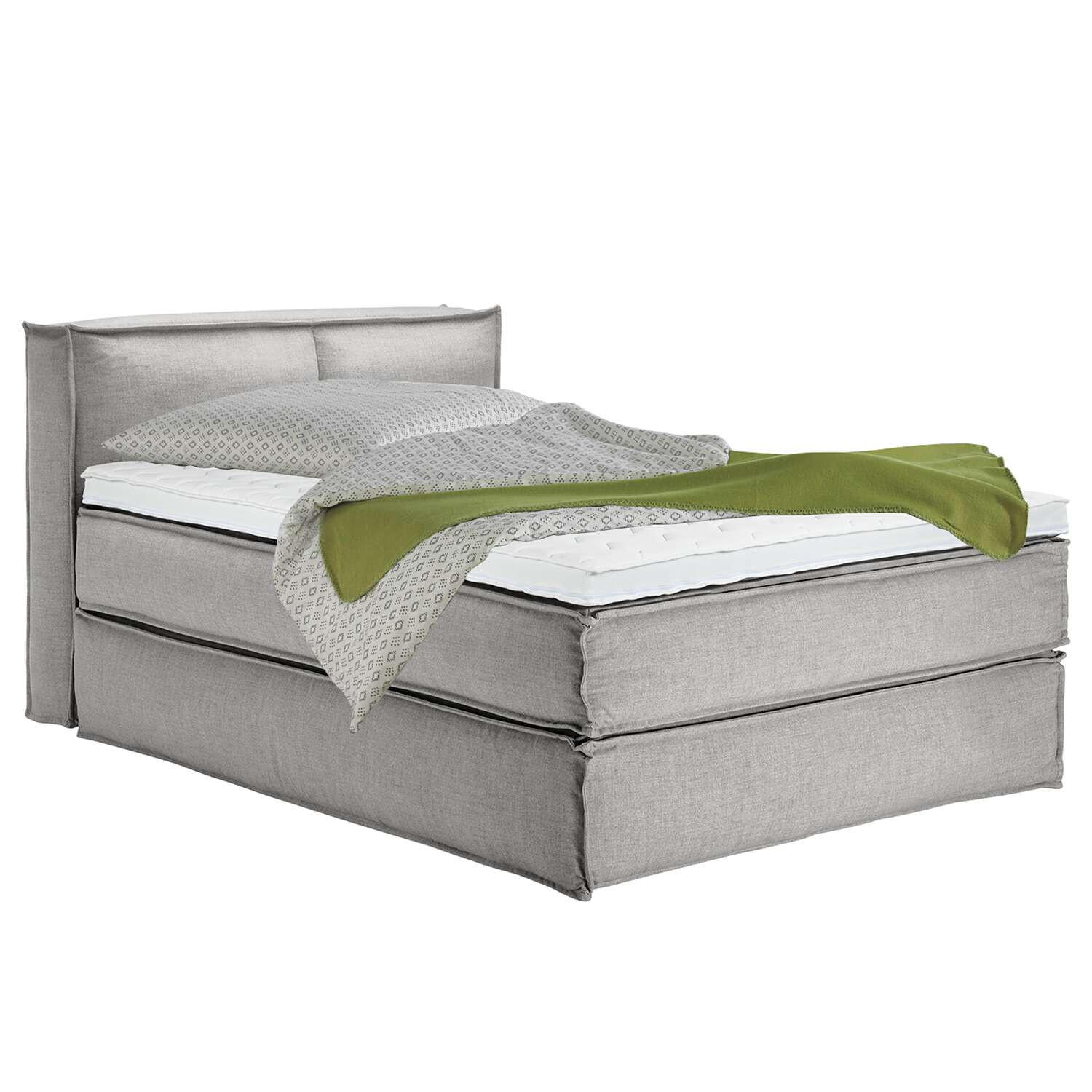 BOXSPRINGBETT 140/200 cm  in Hellgrau  - Hellgrau/Schwarz, Design, Textil (140/200cm) - home24