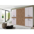 DREHTÜRENSCHRANK  in Weiß, Plankeneiche  - Plankeneiche/Schwarz, KONVENTIONELL, Holzwerkstoff/Kunststoff (313/208/58cm) - Carryhome
