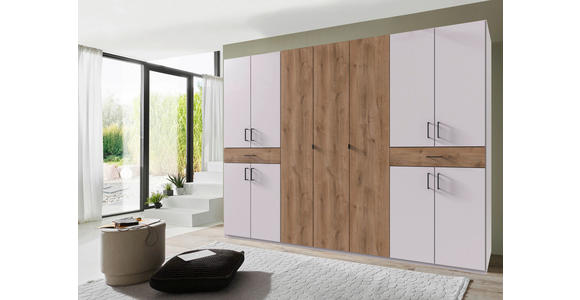 DREHTÜRENSCHRANK in Weiß, Plankeneiche - Plankeneiche/Schwarz, KONVENTIONELL, Holzwerkstoff/Kunststoff (313/208/58cm) - Carryhome
