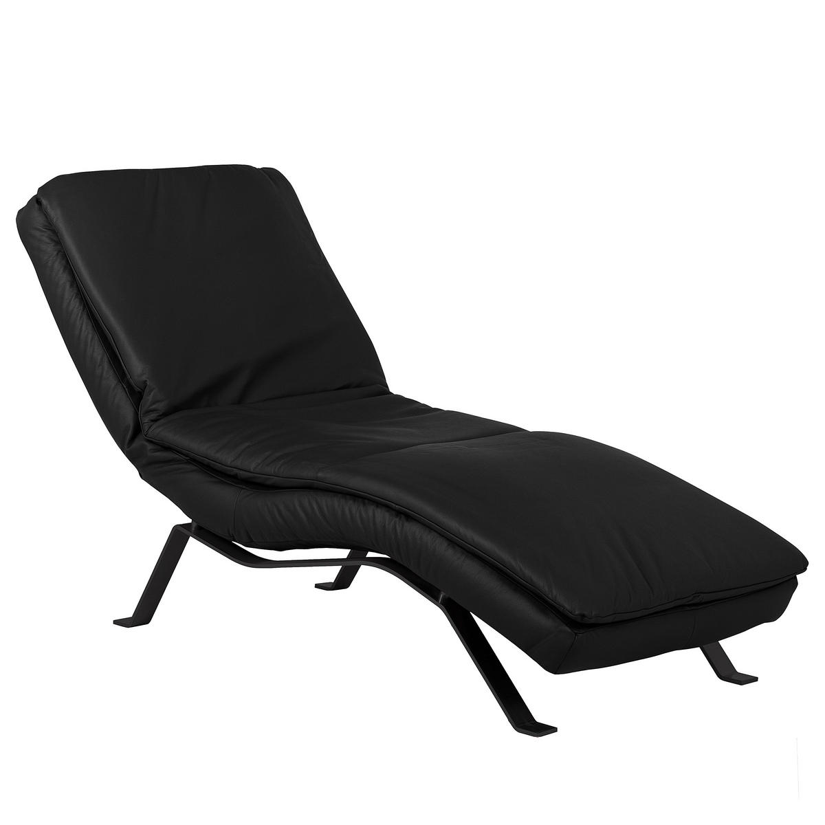 RELAXLIEGE Echtleder Schwarz  - Schwarz, Design, Leder/Metall (65/95/171cm) - Celina Home
