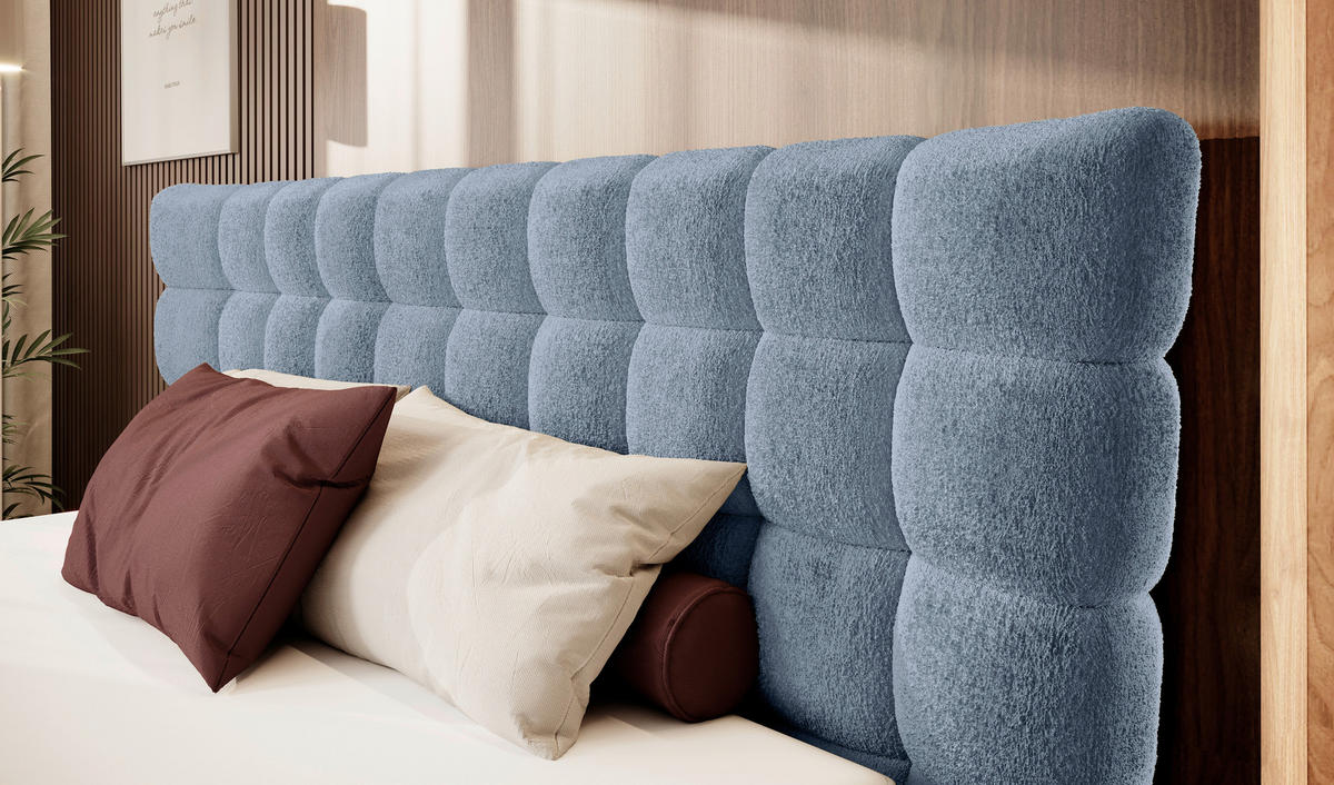 BOXSPRINGBETT 160/200 cm  in Graublau  - Graublau/Schwarz, Design, Holz/Holzwerkstoff (160/200cm) - Esposa