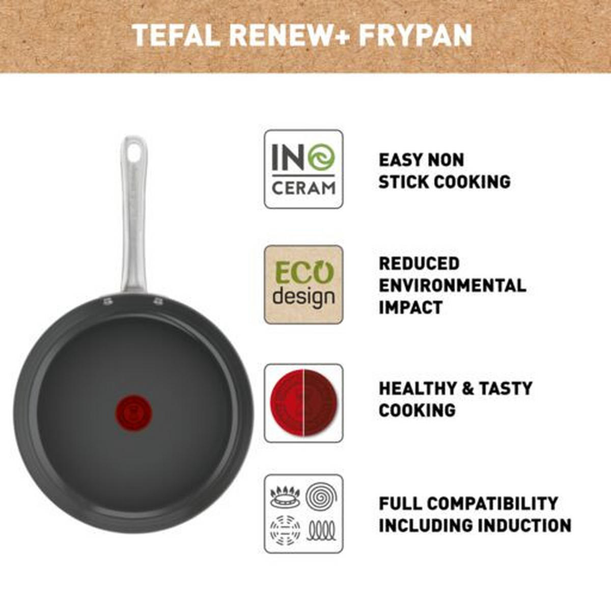 WOKSERPENYŐ 28 cm  - szürke, Basics, fém/kerámia (28cm) - Tefal