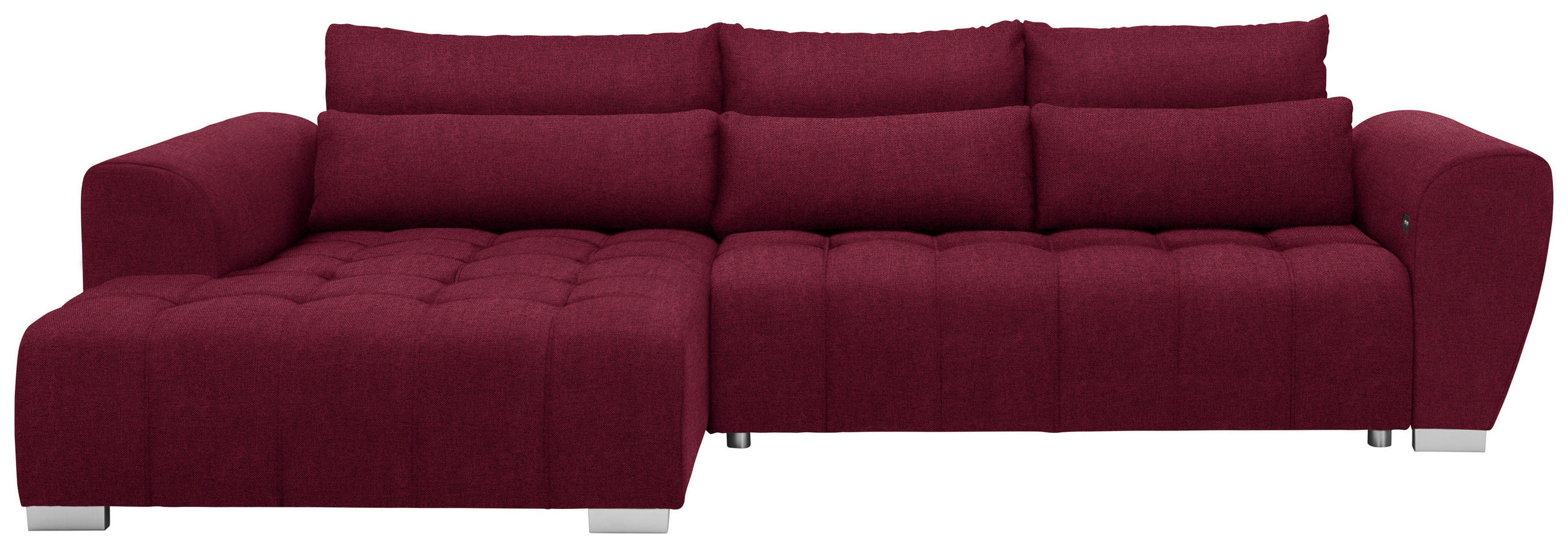 ECKSOFA in Webstoff Rot  218/304 cm  - Silberfarben/Rot, MODERN, Kunststoff/Textil (218/304cm) - Carryhome