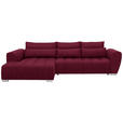 ECKSOFA in Webstoff Rot  - Silberfarben/Rot, MODERN, Kunststoff/Textil (218/304cm) - Carryhome