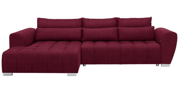 ECKSOFA in Webstoff Rot  - Silberfarben/Rot, MODERN, Kunststoff/Textil (218/304cm) - Carryhome