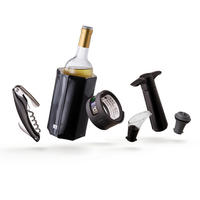 SET ZA VINO  - srebrne boje/crna, Basics, metal/plastika (13.6/21.3/13.6cm) - Vacu Vin