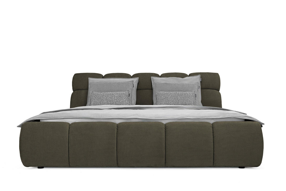 POLSTERBETT 180/200 cm  in Olivgrün  - Schwarz/Olivgrün, Design, Kunststoff/Textil (180/200cm) - Esposa