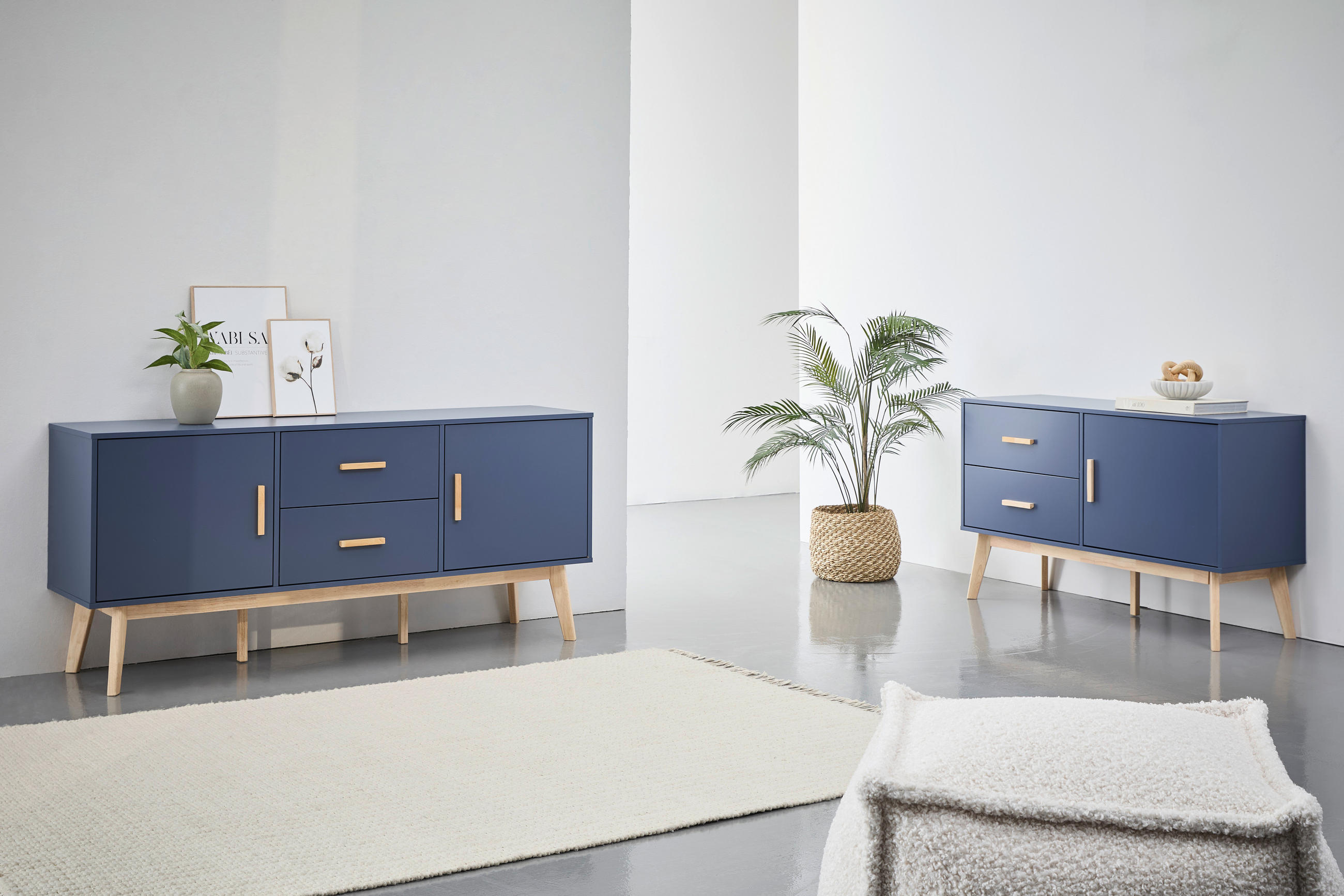 SIDEBOARD  in 120/72/40 cm  - Dunkelblau/Naturfarben, Design, Holz/Holzwerkstoff (120/72/40cm) - MID.YOU
