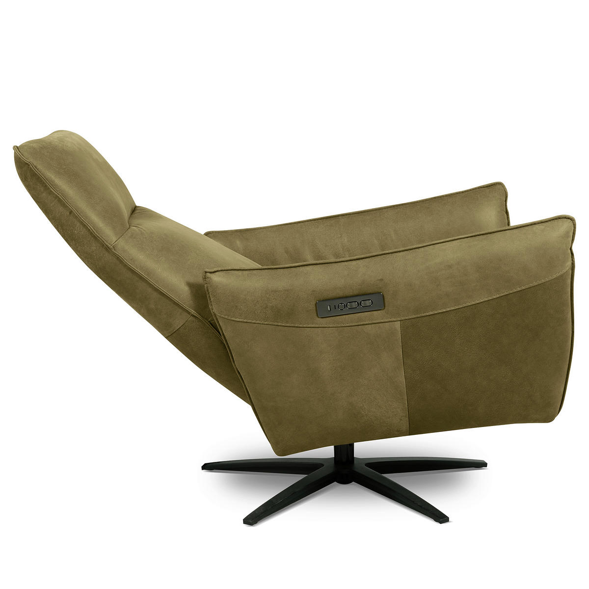 RELAXSESSEL in Leder Olivgrün  - Schwarz/Olivgrün, Design, Leder/Metall (77/107/88cm) - Livetastic