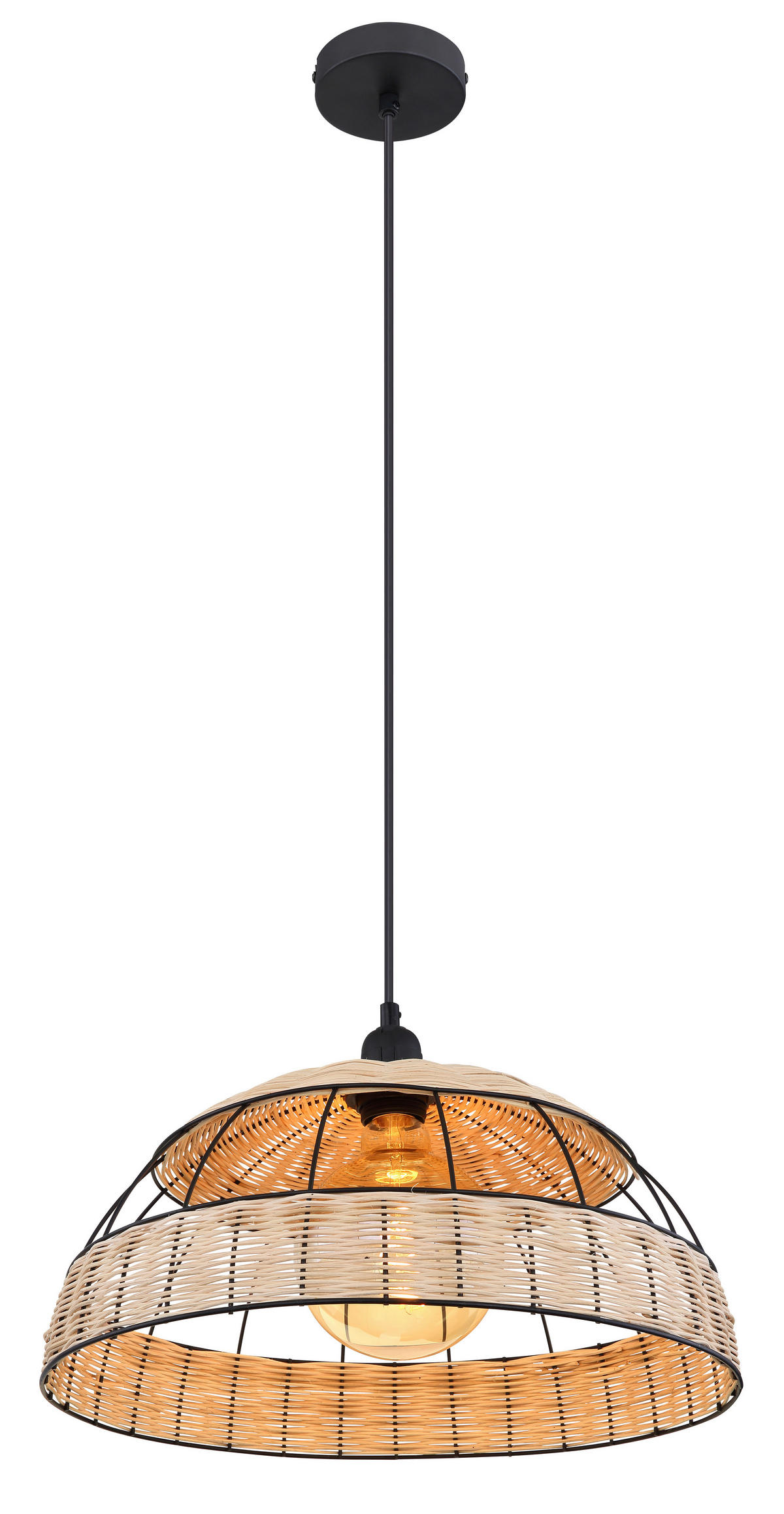 VISEČA SVETILKA        40/120 cm      E27 - črna/naravne barve, Natur, kovina/umetna masa (40/120cm) - Globo
