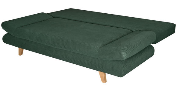 SCHLAFSOFA  mit Schlafen auf Sitzhöhe, haustierfreundlicher Bezug Cord Dunkelgrün  - Dunkelgrün/Buchefarben, KONVENTIONELL, Holz/Textil (200/75/85cm) - Carryhome