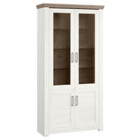 VITRINE in Weiß, Eichefarben  - Eichefarben/Weiß, Design, Glas/Holzwerkstoff (104,5/206,6/42,2cm) - SetOne by Musterring